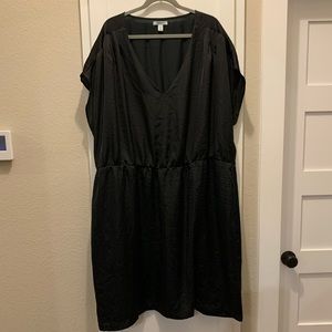 Satin Like V Neck Dress